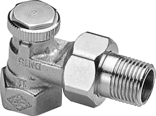 Beperkte Voorraad Heimeier Regutec voetventiel haaks 1/2" vernikkeld met voorinstelling 0355-02.000
