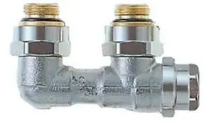 Direct Beschikbaar Heimeier Vekolux onderblok 2-pijps haaks 1/2" x 3/4" afsluitbaar h.o.h. 50 mm 053150000