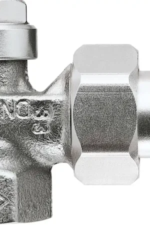Betrouwbaar Heimeier voetventiel, brons, 3/8" (10), haaks, staartstuk/binnendraad, vernikkeld, bediening schroefgleuf