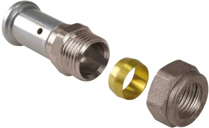 Henco rechte koppeling doorverbinder 26 x 22mm CU knel messing (pers x knel) 30P-2622S Betrouwbaar