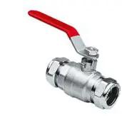 Direct Beschikbaar Kogelkraan 2 x 22 mm. knel met rode hendel