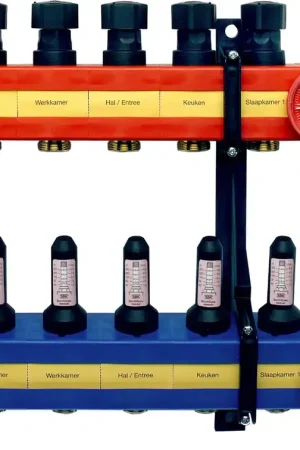 Weekendaanbieding Nathan SBK 4100 vloerverwarming verdeler, kunststof 355x390x120mm, 3/4", 5 groepen (zonder pomp, debiet 60 - 250 l/h)