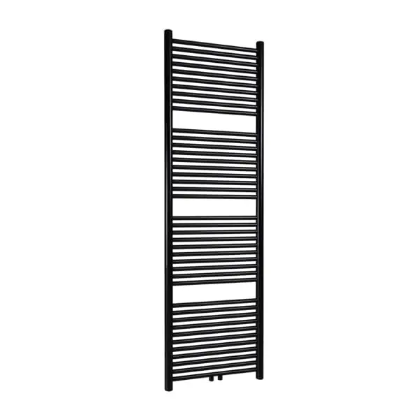 Seizoensaanbieding Thermrad Tone handdoekradiator 936W, Ronde stralingsbuis en collector, 6 aansluitingen, hxl 1800x550mm, matzwart