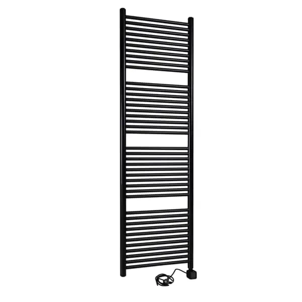 Thermrad Tone-E elektrische handdoekradiator 600W, Ronde stralingsbuis en collector, incl. aansluitsnoer, hxl 1200x550mm matzwart Weekendaanbieding