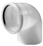 Ubbink enkelwandig rookgas bocht kunststof steekeind 80mm mof 90mm wit RAL9010 0123060 Flitsaanbieding