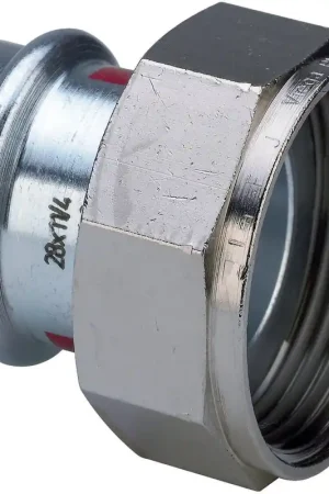 Viega Prestabo 2-delige rechte koppeling, 22mm x 1 1/2", staal (pers x binnendraad) Direct Beschikbaar