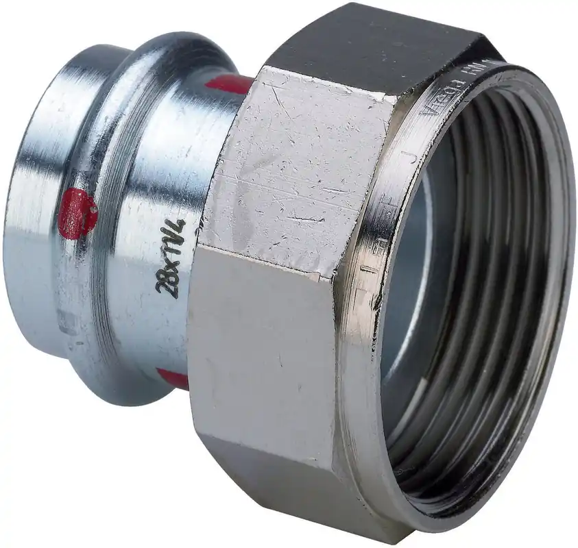 Viega Prestabo 2-delige rechte koppeling, 22mm x 1 1/2", staal (pers x binnendraad) Direct Beschikbaar