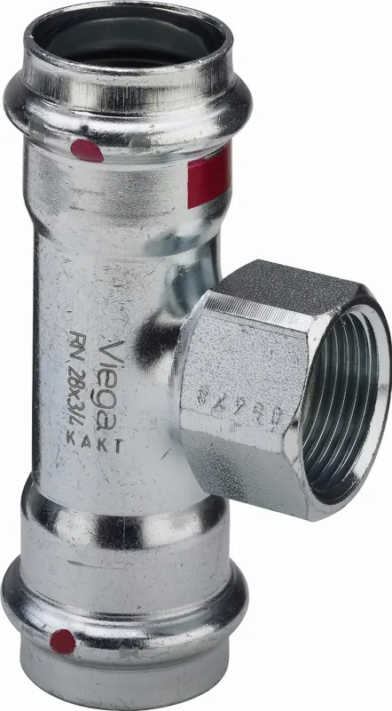 Viega Prestabo T-stuk, 28mm x 1/2" x 28mm staal (pers x binnendraad x pers) Uitverkoop