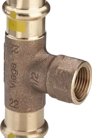 Aanbieding Viega Profipress G T-stuk, 22mm x 1/2" x 22mm brons, gas (pers x binnendraad x pers)