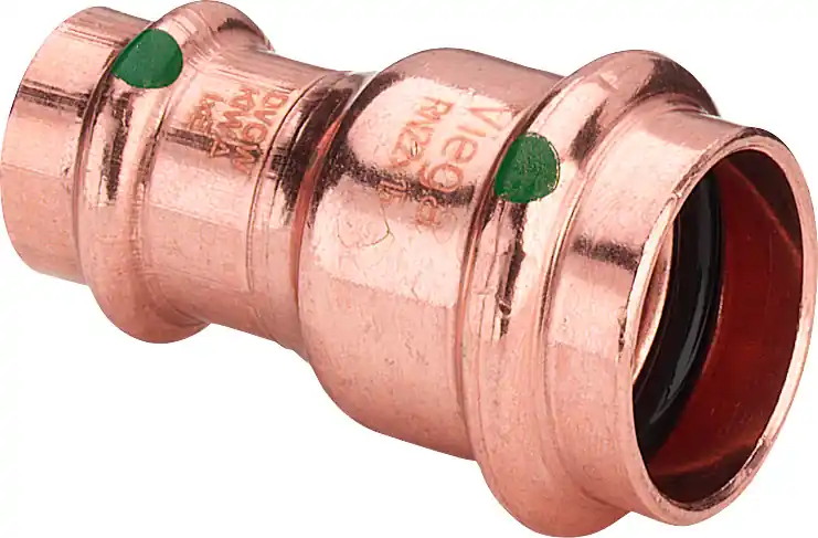 Op = Op Viega Profipress rechte koppeling, verloopsok, 15mm x 12mm, koper (pers x pers) 325770