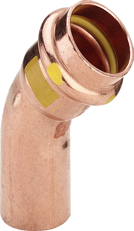 Op = Op Viega Profipress bocht koppeling, 45gr, 15mm x 15mm, koper, gas (insteek x pers)