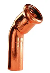 VSH XPress CU bocht koppeling, insteekbocht 45gr, 12 x 12mm, koper (pers x insteek) Finale Uitverkoop