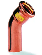 VSH XPress CU GAS bocht koppeling, insteekbocht 45gr, 54 x 54mm, koper, gas (pers x insteek) Bestseller