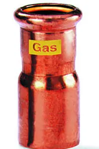 VSH XPress CU GAS rechte koppeling, insteekverloop 42mm x 35mm, koper, gas (insteek x pers) Express Levering