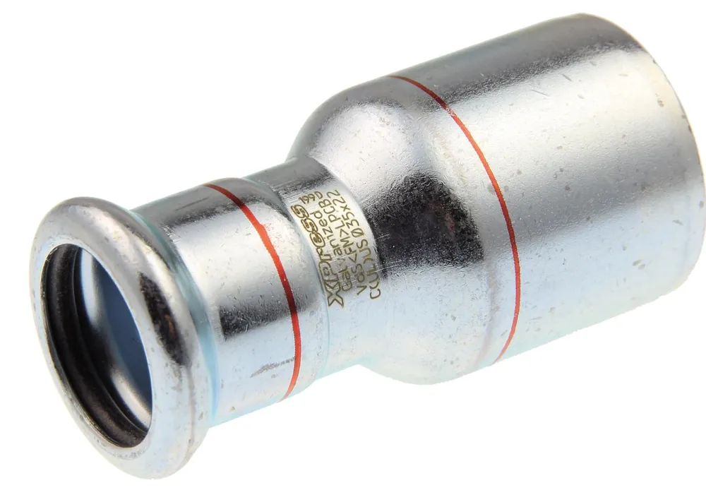 Snelle Levering VSH XPress rechte koppeling, insteekverloop 22mm x 42mm, staal (insteek x pers)