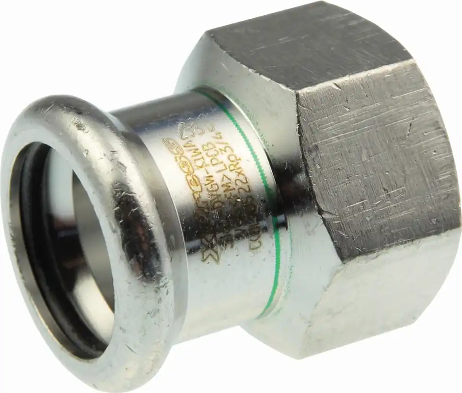 VSH XPress RVS rechte koppeling, schroefbus 22mm x 1/2" RVS (pers x binnendraad) Weekendaanbieding