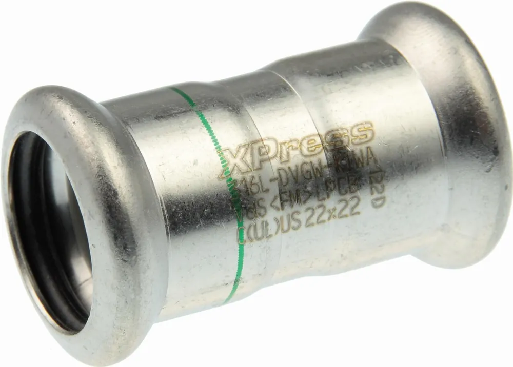 VSH XPress RVS rechte koppeling, sok 15 x 15mm, RVS (pers x pers) Hete Deal