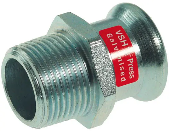 Direct Beschikbaar VSH XPress STAAL rechte koppeling, puntstuk 28mm x 3/4" staal (pers x buitendraad)