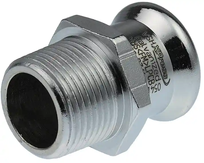 VSH XPress STAAL rechte koppeling, puntstuk 54mm x 2" staal (pers x buitendraad) Op = Op