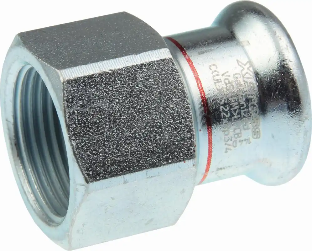 VSH XPress STAAL rechte koppeling, schroefbus 28mm x 1" staal (pers x binnendraad) Flitsaanbieding