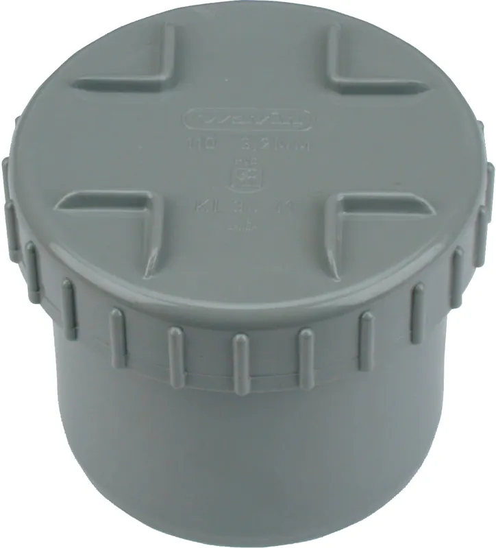 Wavin, L-Eindstuk + Schroefdeksel, 40mm buisdiameter, steekmof, spie, PVC, grijs Veilige Betaling