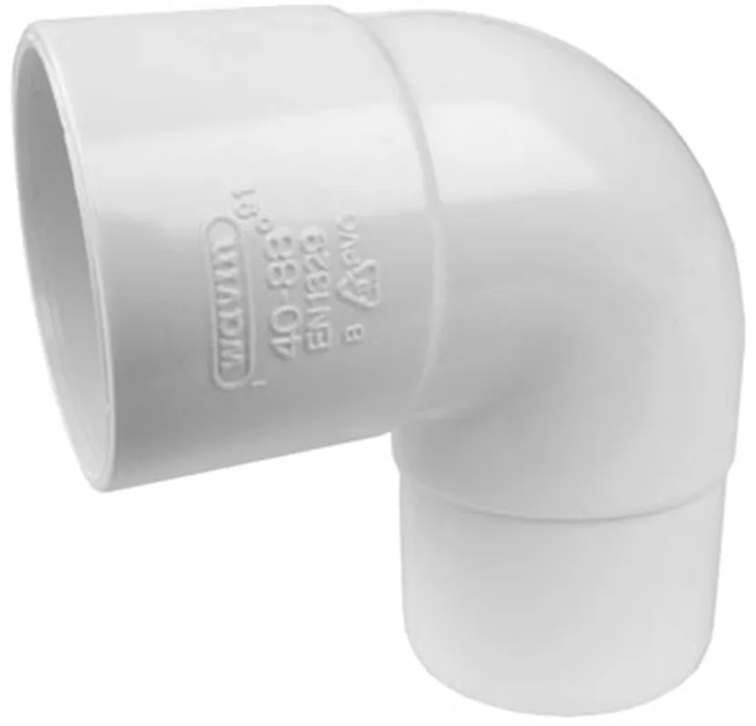 Gecertificeerd Wavin Wadal pvc L-bocht 88° doorsnee 40mm lijmmof/spie-eind wit 3201104009