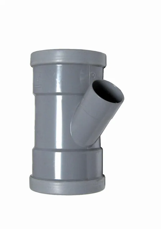 Wavin Wafix fitting, PVC T-stuk 45gr, 125 x 50mm (2x manchet, 1x lijm mof) Merkproduct