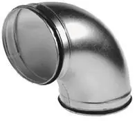 Hoge Kwaliteit Solar Plus rond luchtkanaal staal verzinkt 125mm steekeind gladde bocht 90° lengte 125x125mm insteek 35mm SBG12590