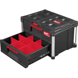 Op = Op Milwaukee PACKOUT™ gereedschapskoffer met twee lades
