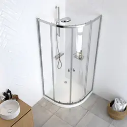 Sealskin Hooked vierdelige kwartronde douchecabine met schuifdeuren 90x90x200cm, 6mm helder veiligheidsglas met antikalklaag Hoogglans zilver Merkproduct