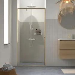 Sealskin Contour draaideur voor nis 100x200cm, 6mm helder veiligheidsglas met antikalklaag Geborsteld goud Snelle Levering