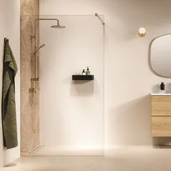 Koopje Sealskin Pure inloopdouche type A3 120x200cm, 8mm helder veiligheidsglas met antikalklaag Geborsteld goud