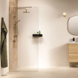 Favoriet Sealskin Pure inloopdouche type A3 100x200cm, 8mm helder veiligheidsglas met antikalklaag Geborsteld goud