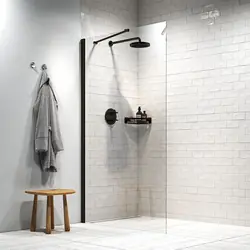 Sealskin Hooked inloopdouche type A3 140x200cm, 6mm helder veiligheidsglas met antikalklaag Mat zwart Rechtstreeks Van De Fabrikant