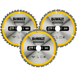 DeWALT cirkelzaagblad 216mm 2x24T 1x40T DT1962-QZ 3-pack Actieprijs