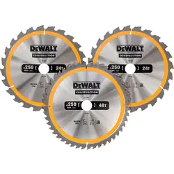 DeWALT cirkelzaagblad 250mm 2x 24T 1x 48T DT1963-QZ Gratis Retour
