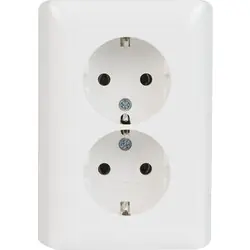 Gira System 55 wandcontactdoos dubbel RA inbouw Glanzend wit Meest Verkocht