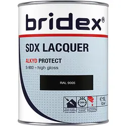 Merkproduct Bridex SDX Lacquer lak alkyd 1L RAL9005 hoogglans