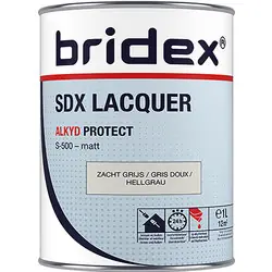 Laatste Versie Bridex SDX Lacquer lak alkyd 1L zacht grijs mat