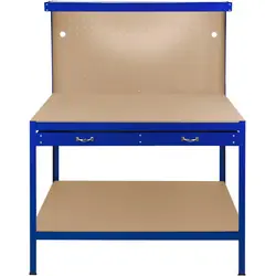 Lage Kosten Werkbank met achterwand en lade Blauw