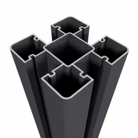 Tijdelijk Beschikbaar NewTechWood aluminium sleufpaal, met paalkap, 8x8x195cm, zwart.