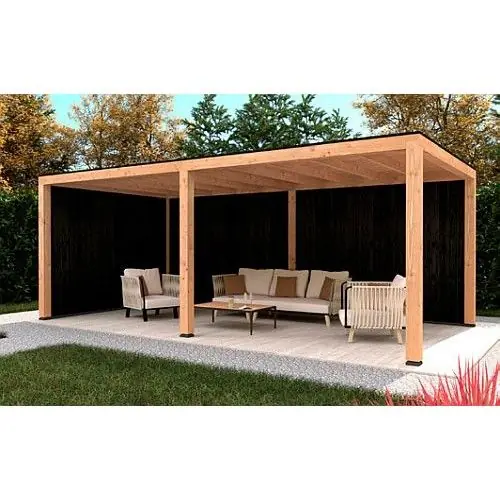 Douglas overkapping plat dak Stavanger 372 x 730 cm type 2 XL zwarte wanden Voordeelprijs
