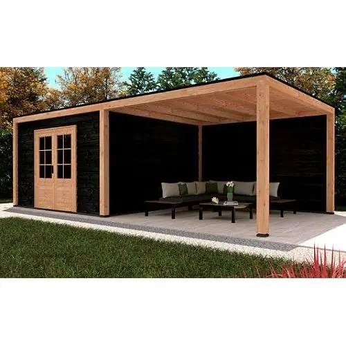 Shop Nu Douglas overkapping plat dak Stavanger 372 x 1088 cm type 3 XL zwarte wanden