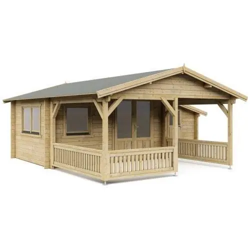 Gereduceerde Prijs Blokhut 4x3+3 Complete Interflex 400 x 300 + 300 cm