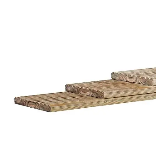 Grenen enkelzijdig geprofileerd dekdeel groen geïmpregneerd 2,8 x 14,5 cm Seizoensaanbieding