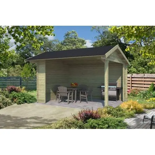 Hete Deal Blokhut Kirian 400 x 320 cm groen geïmpregneerd