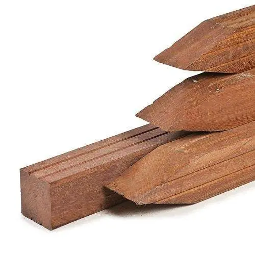 Hardhouten paal azobé 8,5 x 8,5 cm geschaafd 2-zijden v-groef Hete Deal