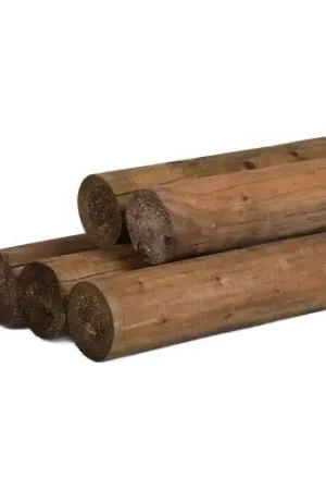 Alleen Vandaag Ronde paal vuren bruin geïmpregneerd gefreesd kop Ø8 x 300 cm