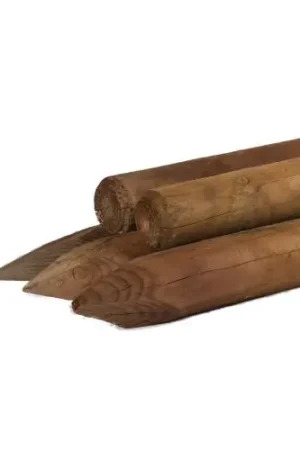 Alleen Vandaag Ronde paal grenen bruin geïmpregneerd gefreesd kop Ø7,5 x 250 cm