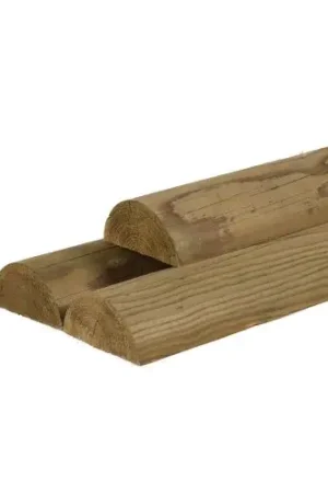 Actieprijs Halfronde regel vuren groen geïmpregneerd gefreesd Ø12 x 500 cm
